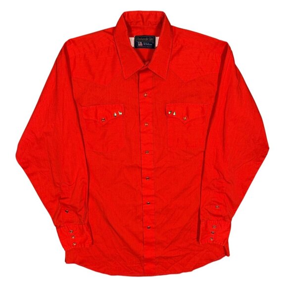 Vintage Panhandle Slim Pearl Snap Western Shirt Made in USA Red 16 Large - Picture 1 of 8